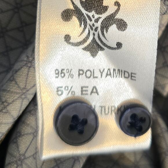 O Visconti Black Blue Performance Stretch Floral Long Sleeve Button Up Shirt S - Picture 10 of 11